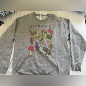 Harry Potter- Herbology Gray Crewneck Sweater, large, slight pilling